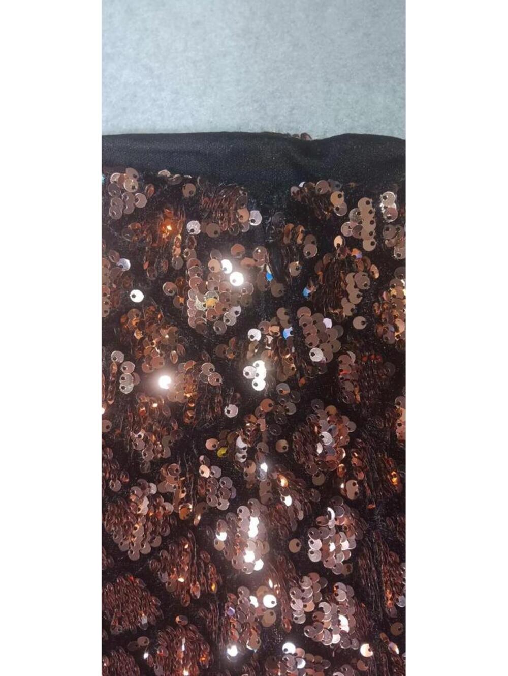 Forever 21 Sequin Mermaid Ruffled Mini Skirt Womens Size Medium Gold Diamond... - Picture 11 of 11